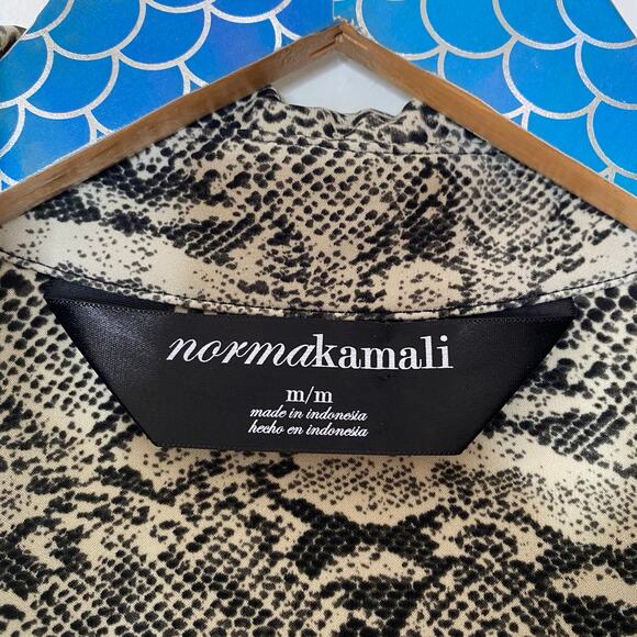 NORMA KAMALI Jersey Snakeskin Print Long Sleeve Mini Shirt Dress Size Medium - Picture 5 of 9